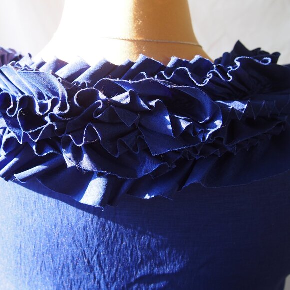 Calvin Klein Royal Blue Ruffled Crossover Wrap Top Size M - Picture 10 of 16